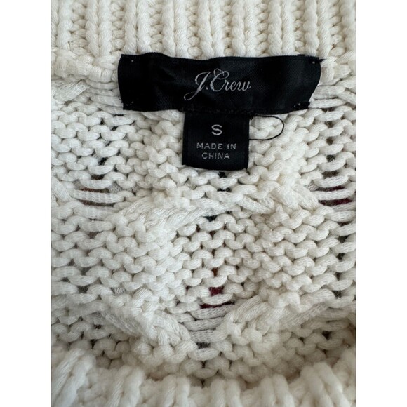 J.Crew Women's Ivory Diagonal Cableknit Cotton Fisherman Sweater Size‎ Small - Picture 3 of 7